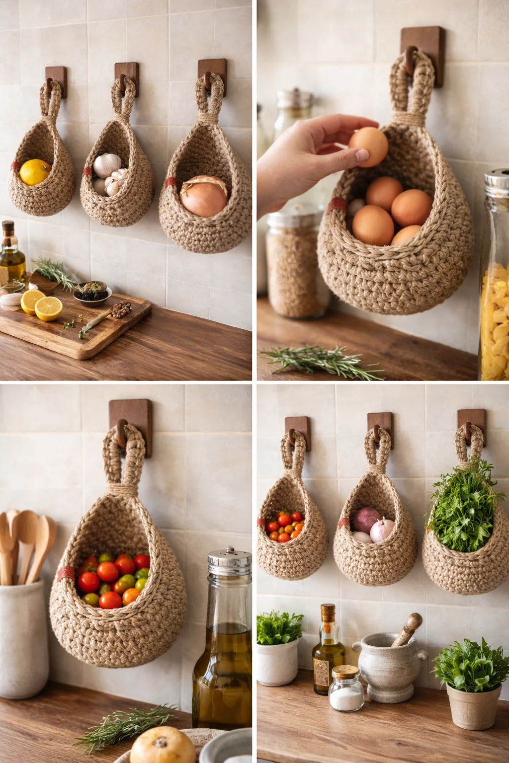 Rustikaler Jute Hängekorb mit Atmungsaktivem Design | Ideal für Obst und Gemüse 3
