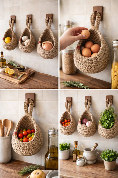 Rustikaler Jute Hängekorb mit Atmungsaktivem Design | Ideal für Obst und Gemüse 3