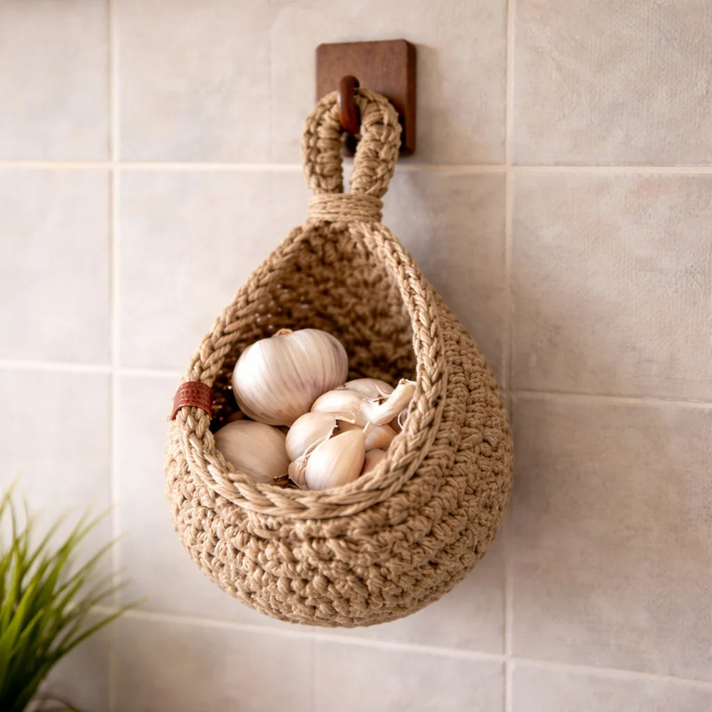 Rustikaler Jute Hängekorb mit Atmungsaktivem Design | Ideal für Obst und Gemüse 4
