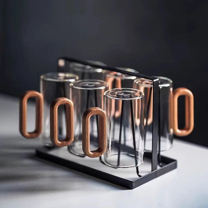 TimberCharm | Rustikaler Glasbecher mit Holzgriff für stilvolle Getränke | Hitzebeständig und Ergonomisch 3
